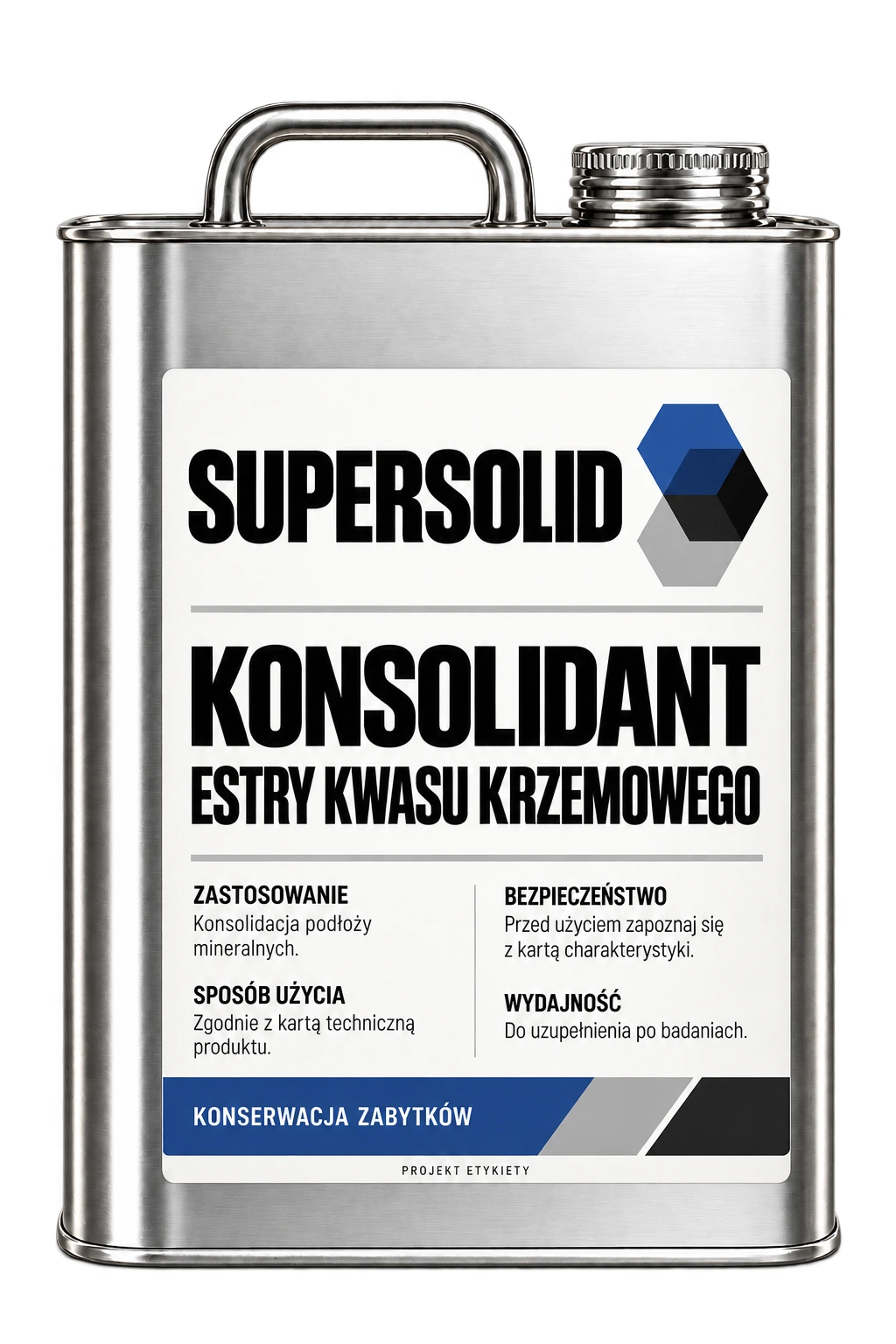Konsolidant SUPERSOLID — niebieska etykieta rodziny konserwatorskiej